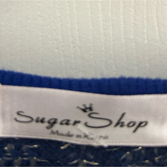 Blue and Gold Patterned Sweater, Sz L - Picture 4 of 7